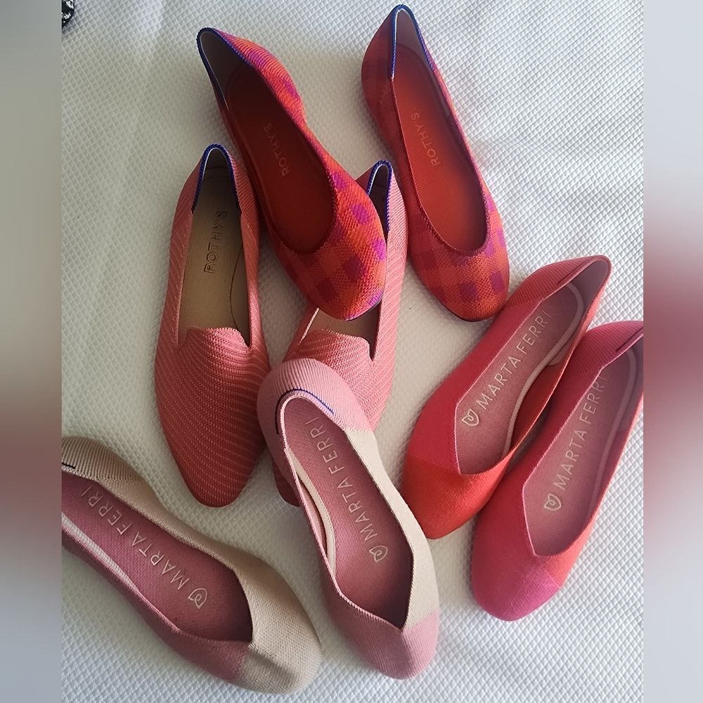 Rothy's Marta Ferri Women's Pink and Red Flats View 6